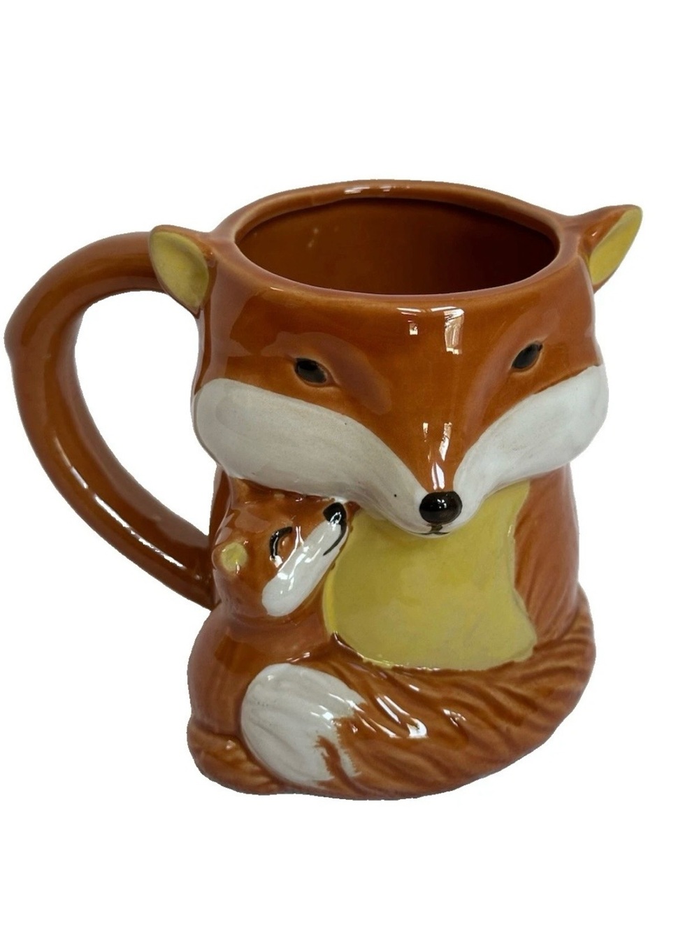 Cracker Barrel 3D Fox Cup Mother & Cub 14oz Coffee Mug Autumn Figural Retired